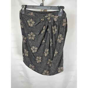 New York & Company Stretch Black Tan Geometric Star Draped Tulip Mini Skirt XL